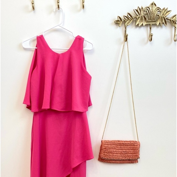 🍊Peach wicker/straw clutch bag with optional gold chain - Picture 3 of 3